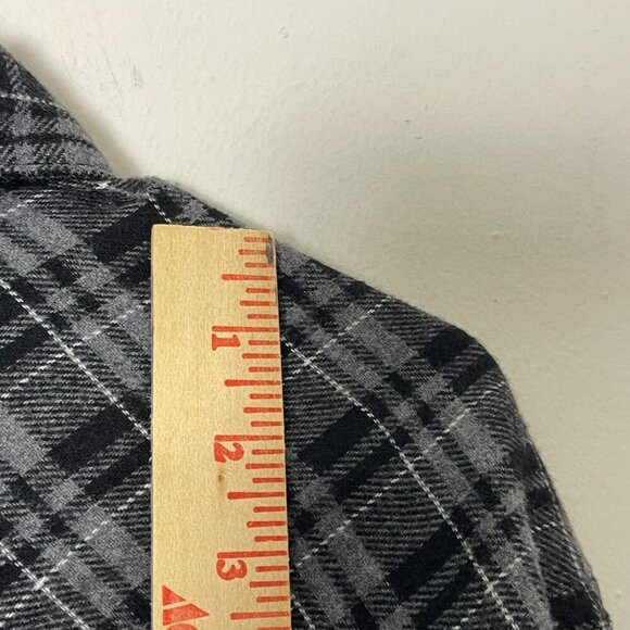 Stanley Flannel Shirt Men's GRAY Black Plaid Button-Down Soft XL LONG SLEEVE - Picture 5 of 13